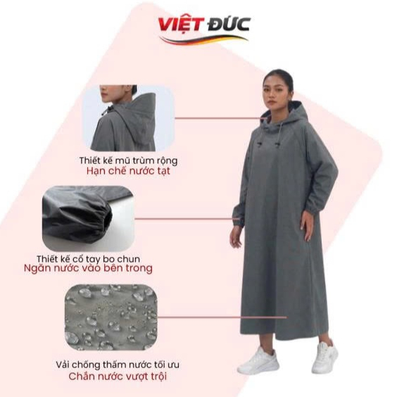 Áo Mưa Bít VIỆT ĐỨC Vải Da Cá Cao Cấp Chống Thấm Tuyệt Đối, Siêu Bền – Phù Hợp Cho Nam Nữ Đi Xe Máy