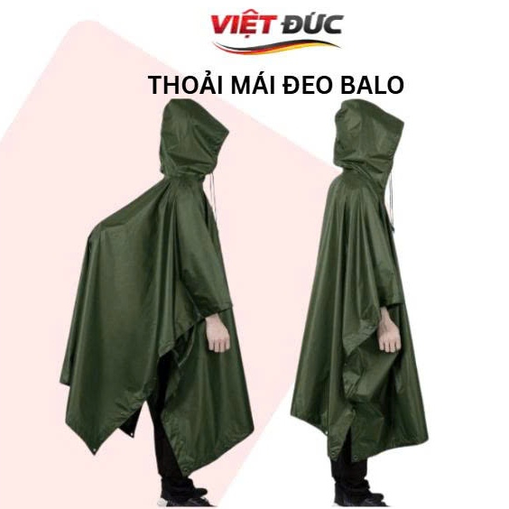 Áo Mưa Cánh Dơi Vải Dù Trơn Việt Đức - Giải Pháp Đi Mưa Không Mùi, Nhanh Khô - Siêu Dày Cho Nam Nữ