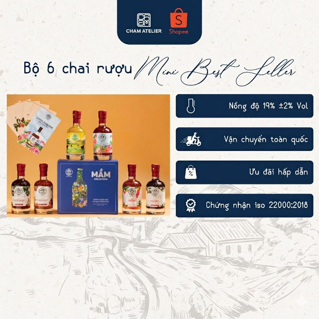 Set Mini 6 Chai Best Seller Mầm Distillery 100ml - Hoa Quả Trái Cây Lên Men Ngọt Êm - Chạm Atelier