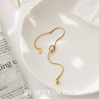 Lắc tay nữ titan kiểu mì nút thắt mạ vàng 18K đơn giản không gỉ WB2408 BY ACCESSORIES
