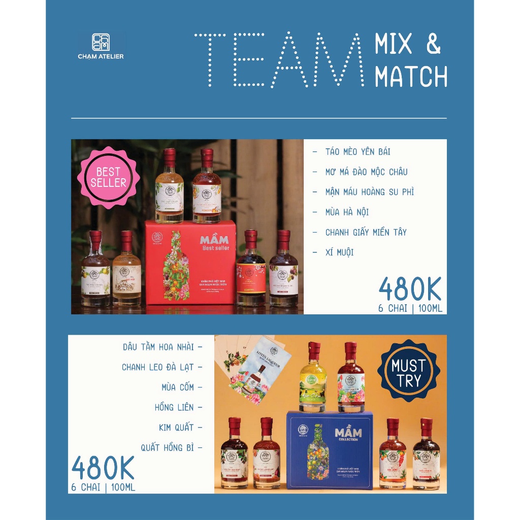 Set Mini 6 Chai Best Seller Mầm Distillery 100ml - Hoa Quả Trái Cây Lên Men Ngọt Êm - Chạm Atelier
