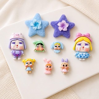 Set Charm Crybaby Bé Thỏ Khóc Pastel Kawaii Ngôi Sao xanh Resin DIY Gắn Dép Cute Mini Dễ Thương Phụ Kiện Girl Cartoon