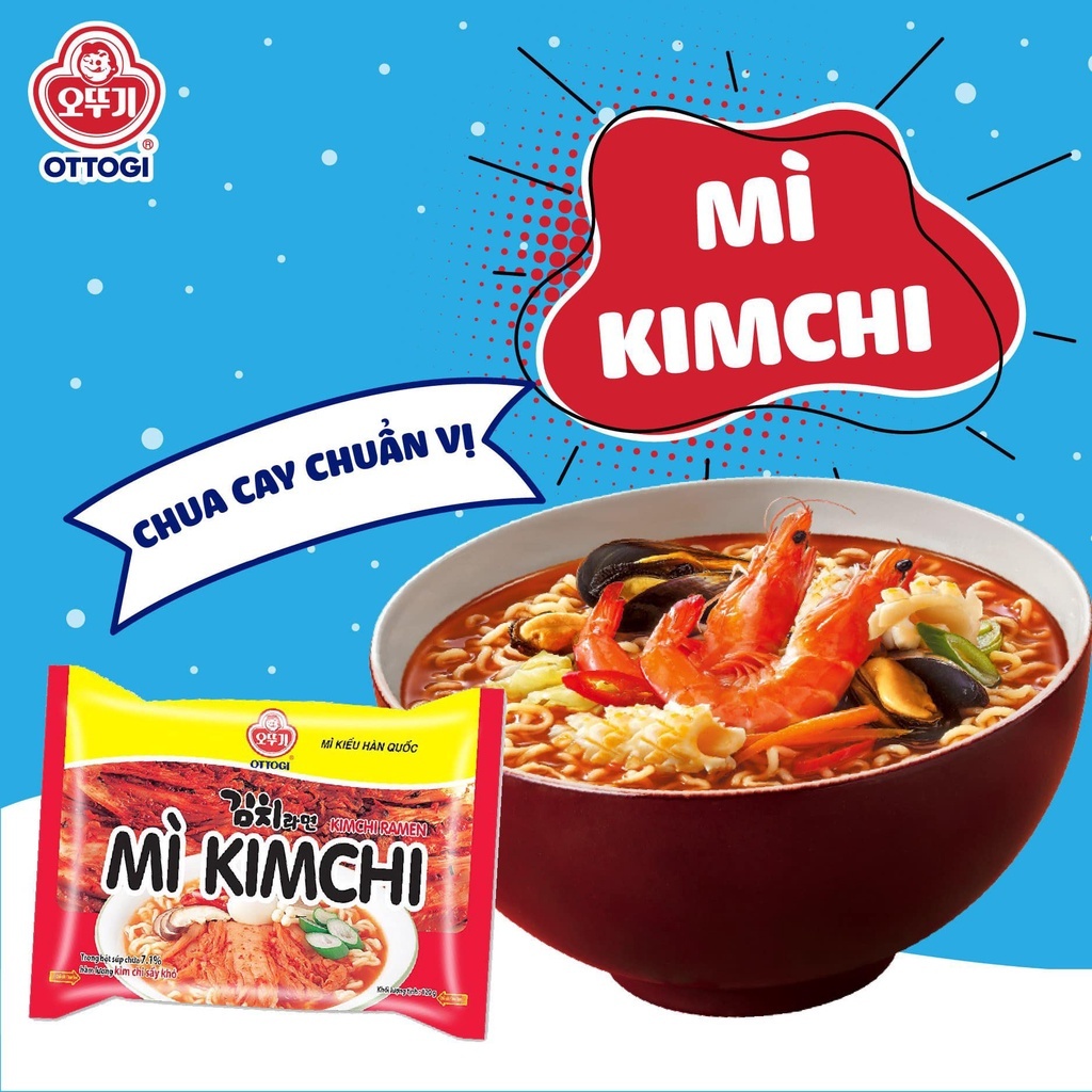 Lô 8 gói Mì Kimchi Ottogi gói 120gr - Cay ngon chuẩn vị Hàn Quốc [GIÁ TỐT NHẤT]