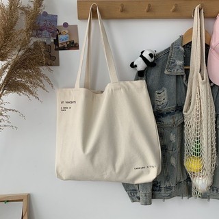 Túi Vải Canvas Trắng Đen Túi Tote Hoạt Hình Dạo Phố Dễ Thương MEILI STORE