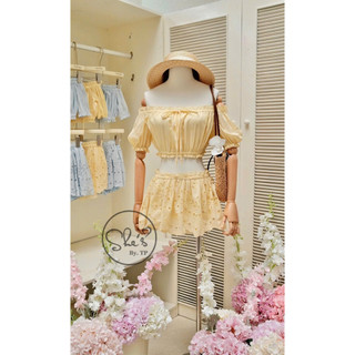 Set Thô Áo Trễ Vai Mix Chân Váy Xoè Chuẩn She’s