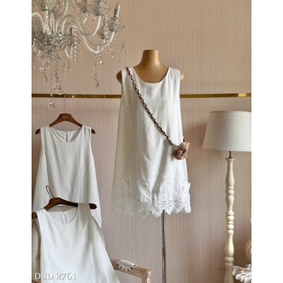 Váy Linen Suông Phối Ren Sát Nách Chuẩn Linh Hoàng