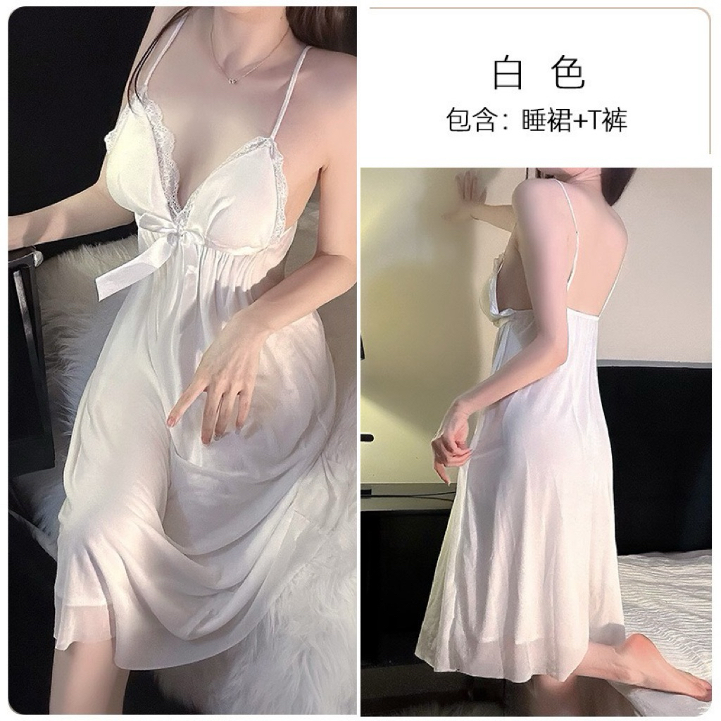 V10.Váy Lụa 2 Dây Cổ Khoét V Gợi Cảm Sang Trọng,Chất Lụa Siêu Mát, Nhẹ