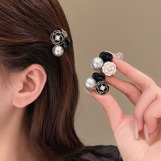 Set 2c Kẹp tóc ngắn, Kẹp tóc gắn hình hoa trà - hạt trai Chồi accessories phong cách tiểu thư cho bạn gái K188