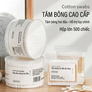 Combo 3 Hộp Tăm Bông Gỗ 500 Que 2 Đầu – Bông Ngoáy Tai Đa Năng, Dùng Vệ Sinh & Trang Điểm