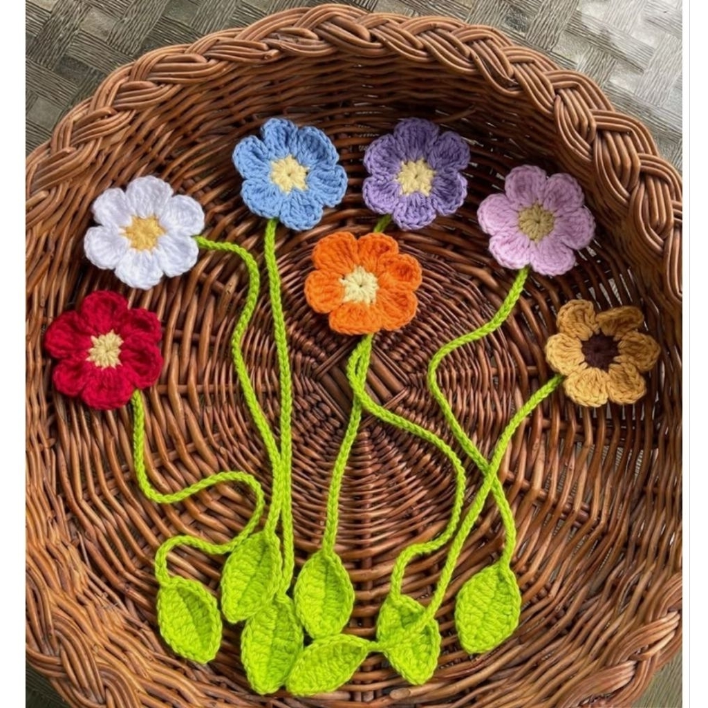 Móc Khoá Len Handmade (Hoa Hướng Dương , Hoa Cúc Daisy , Trái Dâu ,Đậu Bắp), Móc Treo Trang Trí