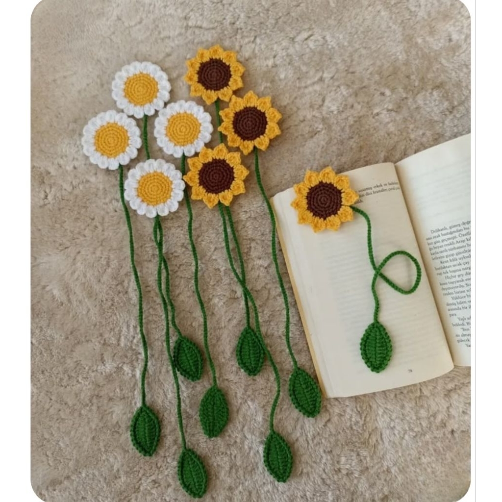 Móc Khoá Len Handmade (Hoa Hướng Dương , Hoa Cúc Daisy , Trái Dâu ,Đậu Bắp), Móc Treo Trang Trí