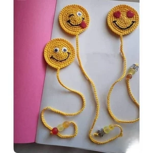 Móc Treo, Đánh Dấu Sách Hình Mặt Cười Bằng Len Handmade
