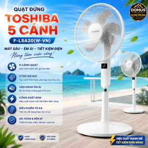 Quạt cây đứng Toshiba F-LSA20(W)VN | điều khiển từ xa, hẹn giờ tắt, 60W, bảo hành 12 tháng