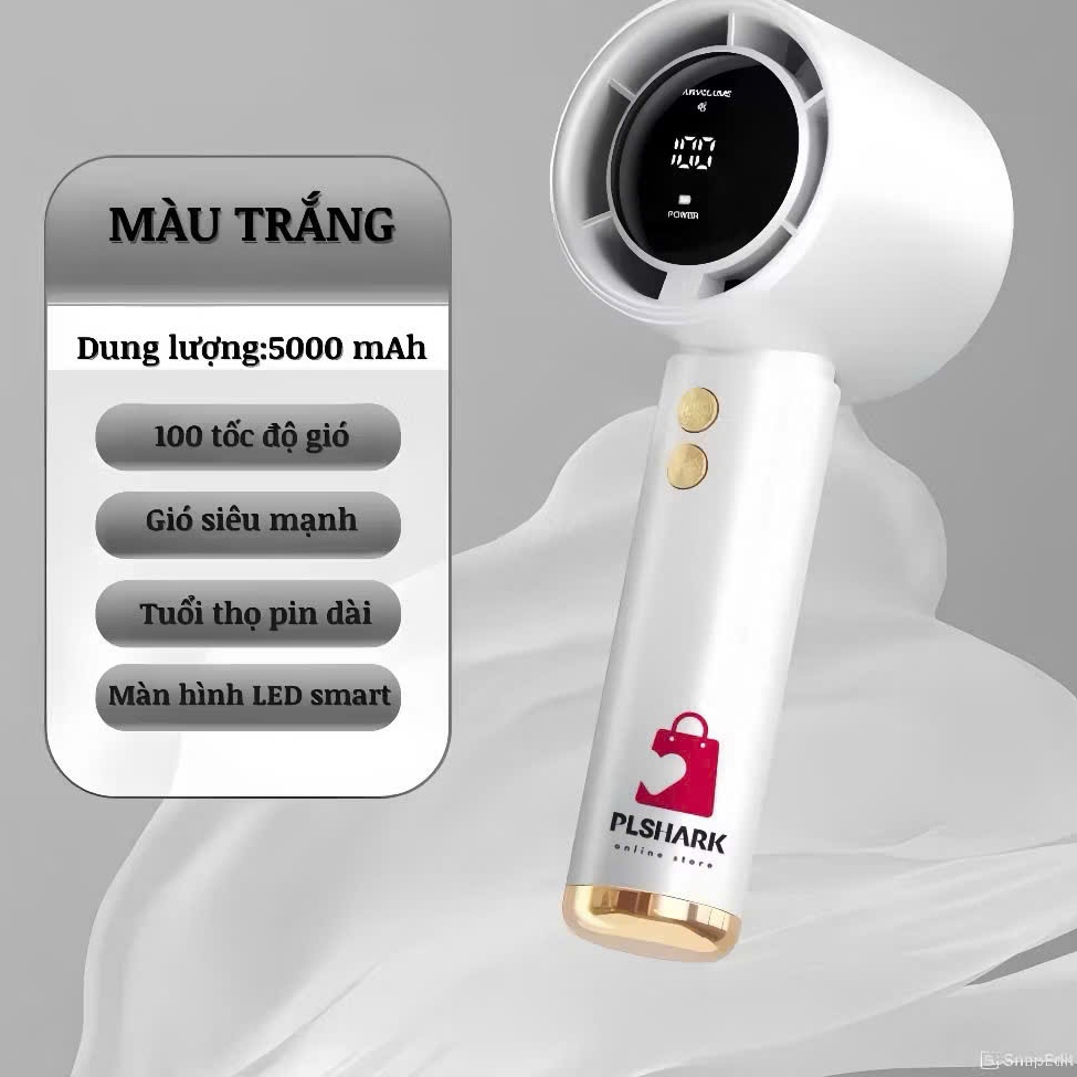 Quạt mini cầm tay N68 PIN 5000mAh di động màn hình hiển thị pin có thể sạc gió mạnh 100 tốc độ turbo phản lực