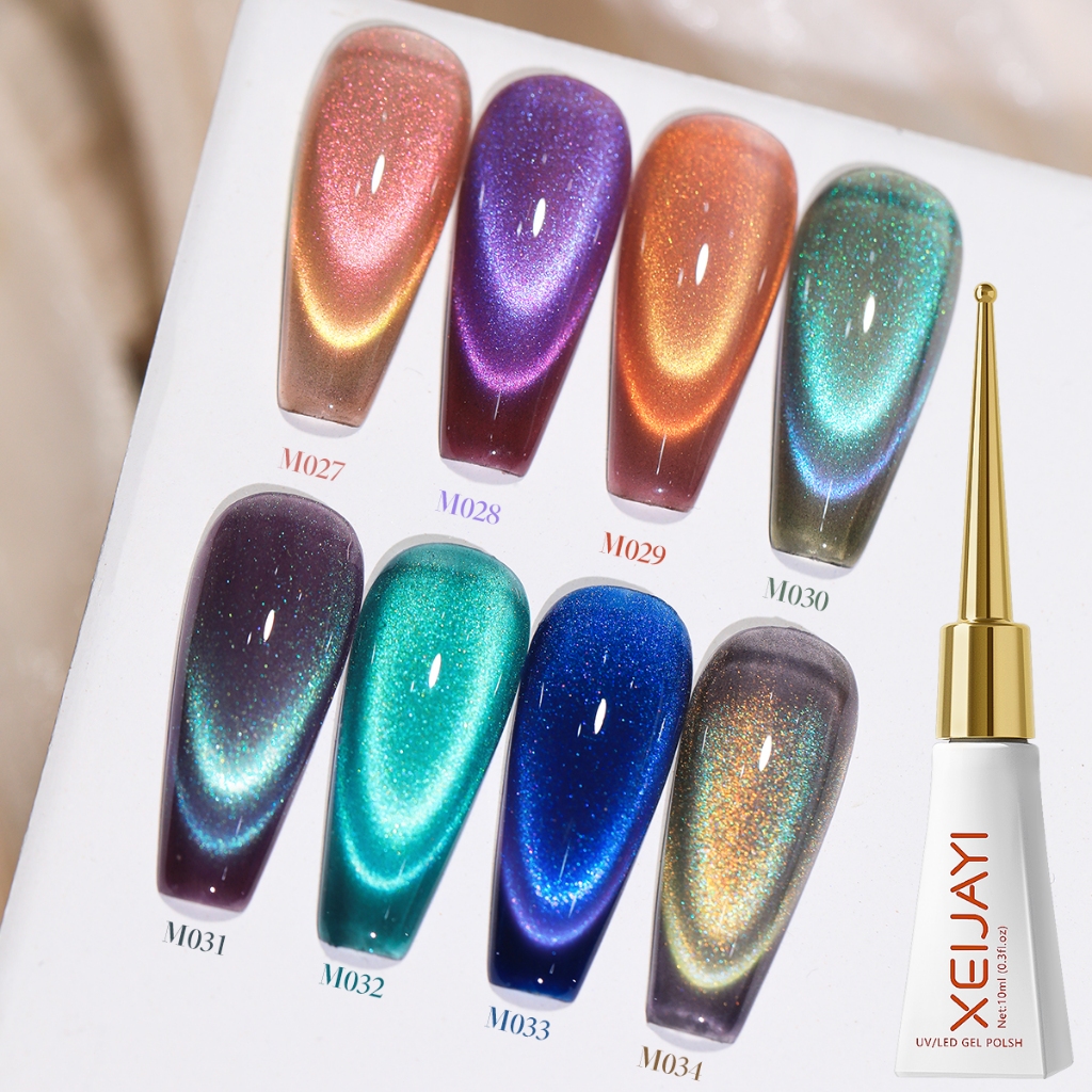 XEIJAYI 10ml - Sơn móng tay dạng gel mắt mèo xanh siêu bóng, độ bóng lâu trôi, hoàn hảo cho việc tự làm sơn móng tay.