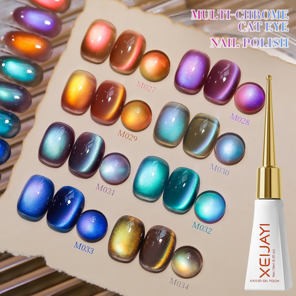 XEIJAYI 10ml - Sơn móng tay dạng gel mắt mèo xanh siêu bóng, độ bóng lâu trôi, hoàn hảo cho việc tự làm sơn móng tay.