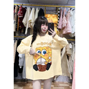 Áo thun dài tay chất cotton in hình bọt biển good