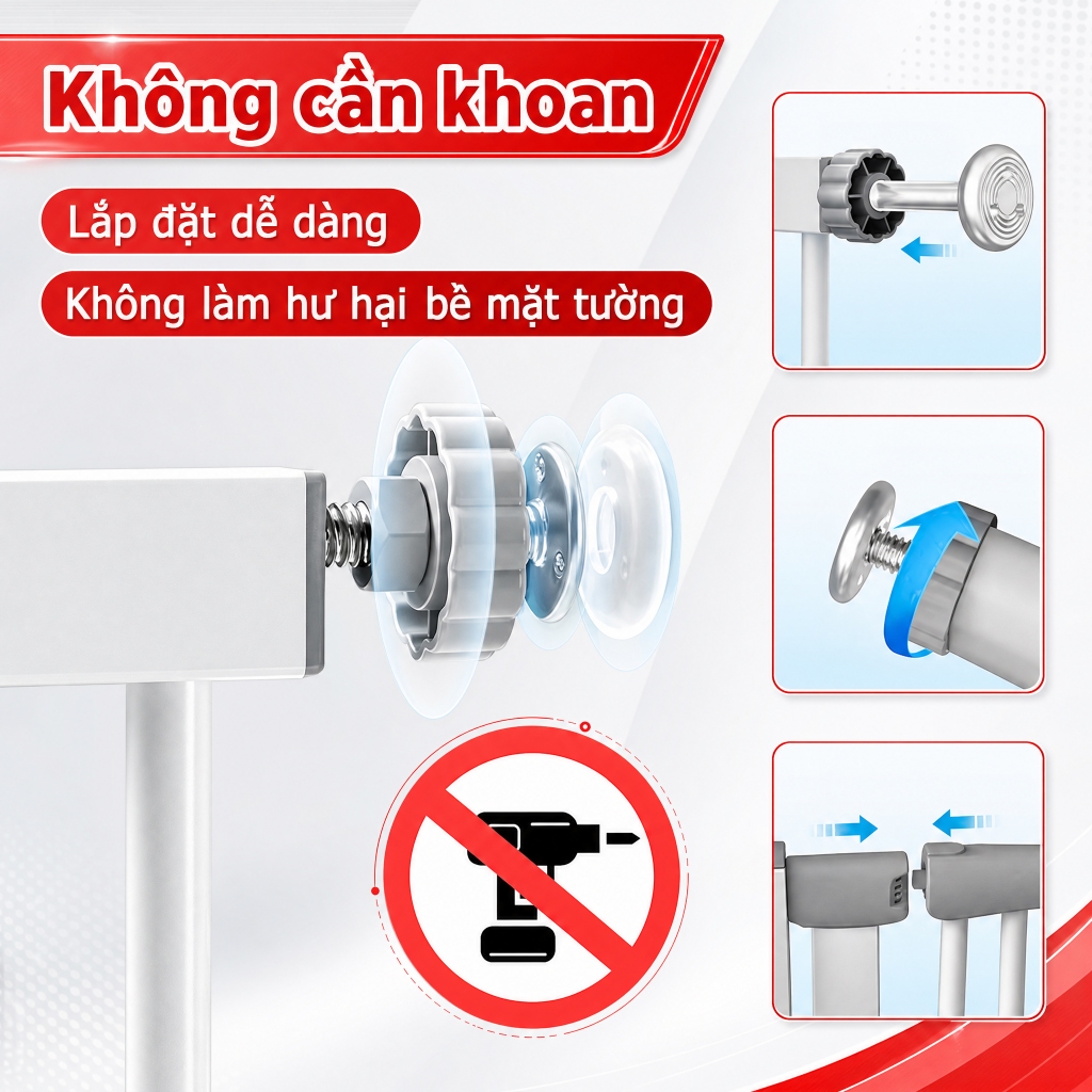 Thanh chắn cửa,Thanh chắn cầu thang,Chắn cầu thang an toàn cho bé KHÔNG khoan đục Khóa 2 chiều Dễ dàng lắp đặt