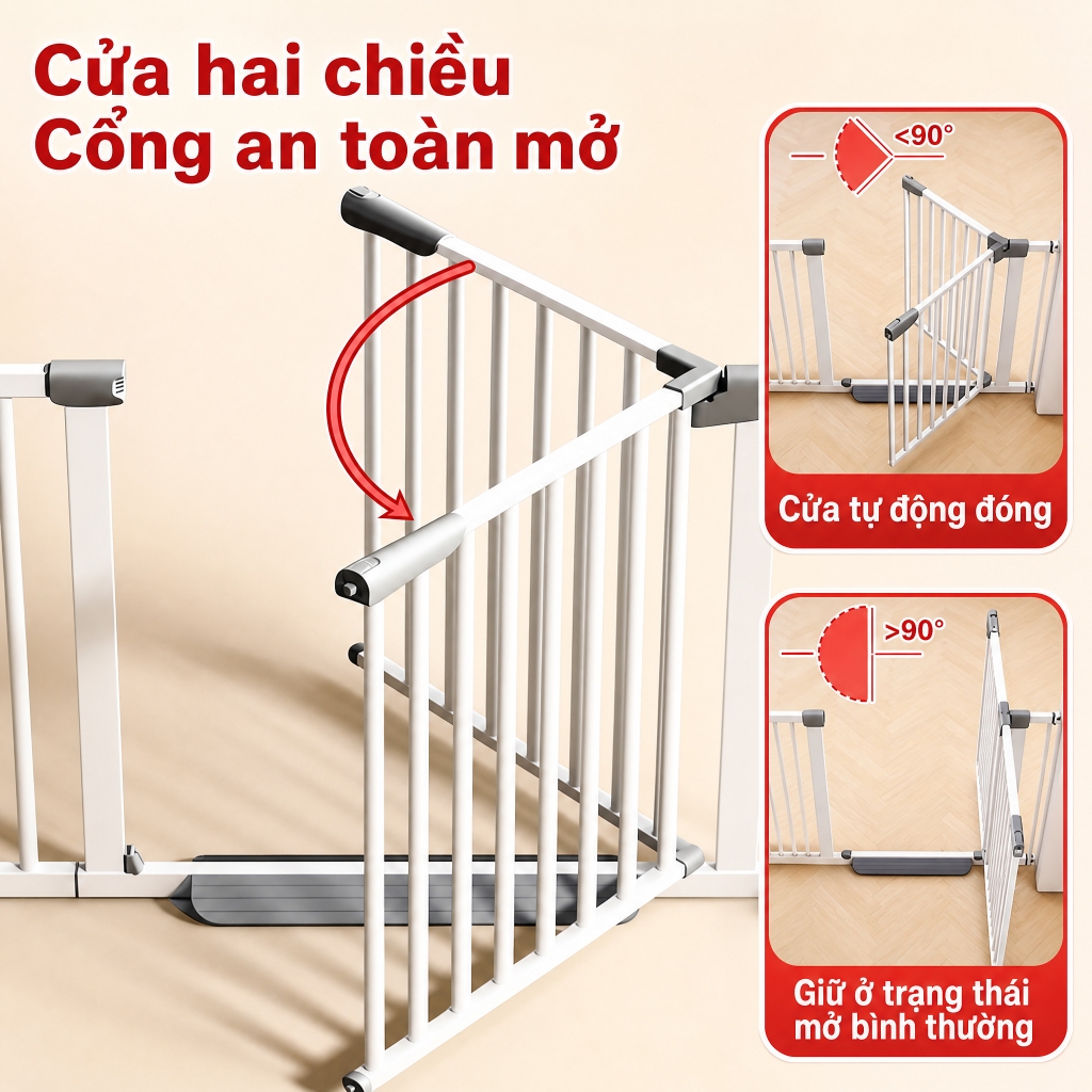 Thanh chắn cửa,Thanh chắn cầu thang,Chắn cầu thang an toàn cho bé KHÔNG khoan đục Khóa 2 chiều Dễ dàng lắp đặt