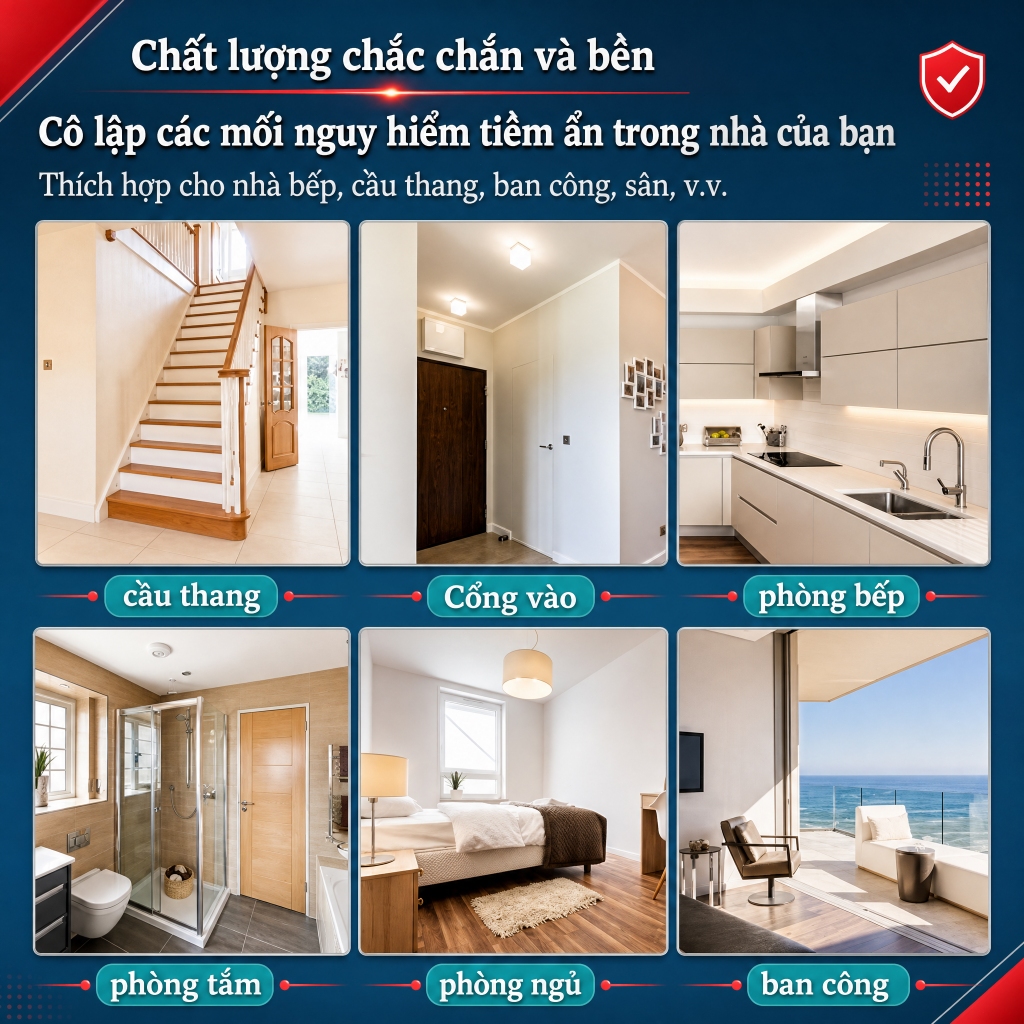 Thanh chắn cửa,Thanh chắn cầu thang,Chắn cầu thang an toàn cho bé KHÔNG khoan đục Khóa 2 chiều Dễ dàng lắp đặt