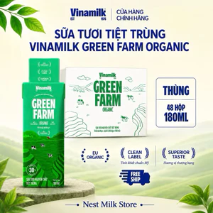 Sữa Tươi Tiệt Trùng Vinamilk Green Farm Organic Không Đường 180ml - Thùng 48 Hộp
