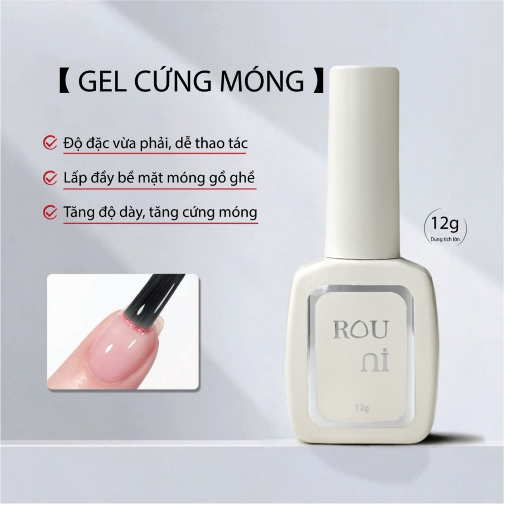 ROUni combo cứng móng chính hãng cao cấp 12g chuyên dụng cho nail tăng độ bền móng chống gãy bền bỉ