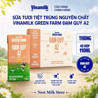Sữa Tươi Nguyên Chất Tiệt Trùng Vinamilk Green Farm Đạm Quý A2 Không Đường 110ml - Thùng 48 hộp