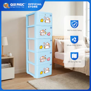 Tủ nhựa Lucky 5 tầng QUI PHÚC, tiện lợi, chắc chắn, dễ lắp ráp, phù hợp đựng đồ cho bé