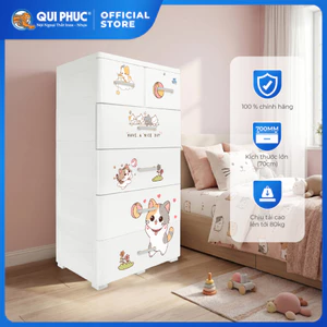 Tủ nhựa AE 5 tầng QUI PHÚC, tủ đựng quần áo lớn, chắc chắn, phù hợp mọi không gian, dễ lắp ráp