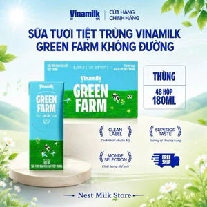 Sữa Tươi Tiệt Trùng Vinamilk Green Farm Không Đường 180ml- Thùng 48 hộp