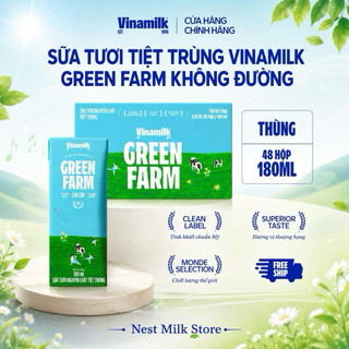 Sữa Tươi Tiệt Trùng Vinamilk Green Farm Không Đường 180ml- Thùng 48 hộp