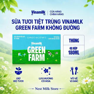 Sữa Tươi Tiệt Trùng Vinamilk Green Farm Không Đường 180ml- Thùng 48 hộp