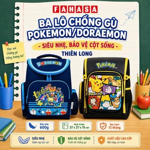Ba Lô Chống Gù Pokemon/Doraemon - Siêu Nhẹ, Bảo Vệ Cột Sống - Thiên Long BP-036/PKM/BP-023/DO