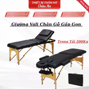 Giường Vali , Giường Massage Thiết Kế Chân Gỗ Chắc Chắn, Giường Chỉnh Được Cao Thấp, Đi Kèm Đầy Đủ Phụ Kiện
