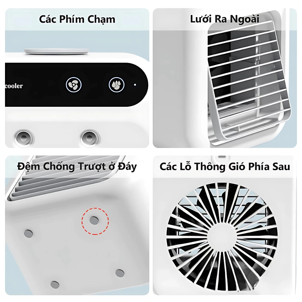 [Giao nhanh] Quạt điều hòa phun sương tích điện mini 500ml, 2 tốc độ gió, phun sương siêu mát Pin Dùng 2-4H