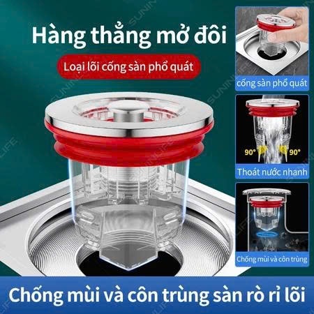 Nắp Đậy Cống Thoát Nước Sàn Nhà Tắm - Ngăn Mùi Hôi, Chống Côn Trùng Bằng Đồng-Kèm vòng đệm 6cm