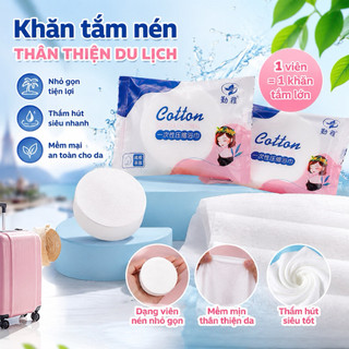 Khăn Tắm Nén Du Lịch 70x140cm Cao Cấp – Khăn Cotton Dùng 1 Lần Siêu Tiện Lợi,Thấm Hút Tốt, Khăn Nén Mini Mang Đi Du Lịch