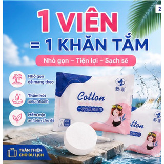 Khăn Tắm Nén Du Lịch 70x140cm Cao Cấp – Khăn Cotton Dùng 1 Lần Siêu Tiện Lợi,Thấm Hút Tốt, Khăn Nén Mini Mang Đi Du Lịch