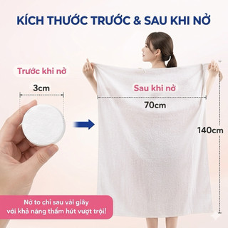 Khăn Tắm Nén Du Lịch 70x140cm Cao Cấp – Khăn Cotton Dùng 1 Lần Siêu Tiện Lợi,Thấm Hút Tốt, Khăn Nén Mini Mang Đi Du Lịch
