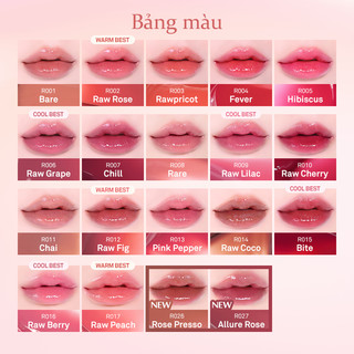 [HOT] Son gel tint căng bóng tự nhiên hince Raw Glow Gel Tint 4ml