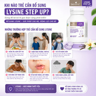 Viên nhai Bioisland Lysine 60 viên cho trẻ từ 6 tuổi giúp phát triển chiều cao và thể chất toàn diện