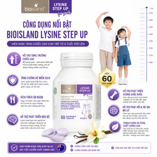 Viên nhai Bioisland Lysine 60 viên cho trẻ từ 6 tuổi giúp phát triển chiều cao và thể chất toàn diện