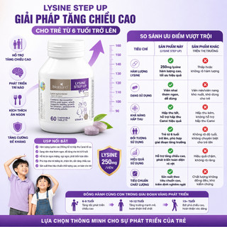 Viên nhai Bioisland Lysine 60 viên cho trẻ từ 6 tuổi giúp phát triển chiều cao và thể chất toàn diện