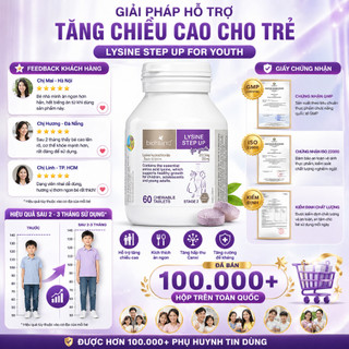Viên nhai Bioisland Lysine 60 viên cho trẻ từ 6 tuổi giúp phát triển chiều cao và thể chất toàn diện