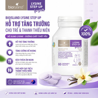 Viên nhai Bioisland Lysine 60 viên cho trẻ từ 6 tuổi giúp phát triển chiều cao và thể chất toàn diện