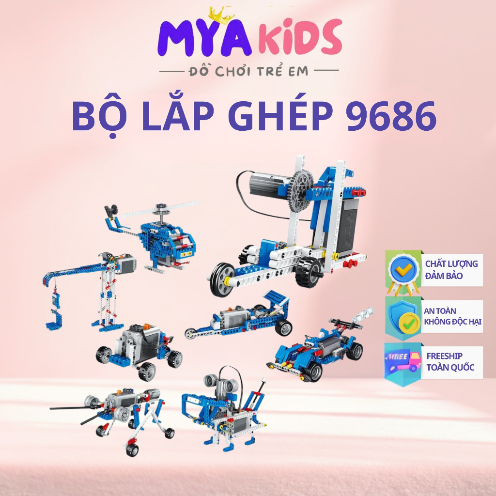 {LG-100}Bộ Lắp Ráp Kỹ Thuật 9686 Chi Tiết Có Động Cơ,Sách Hướng Dẫn ,Đồ Chơi Xếp Hình Trí Tuệ MYA KIDS