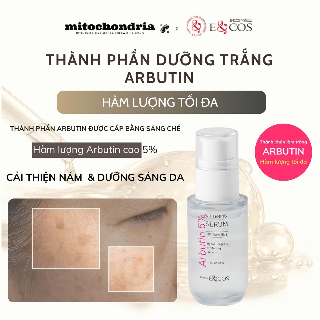 Serum làm mờ nám & sáng da E&COS Arbutin 5% Whitening Serum 30ml
