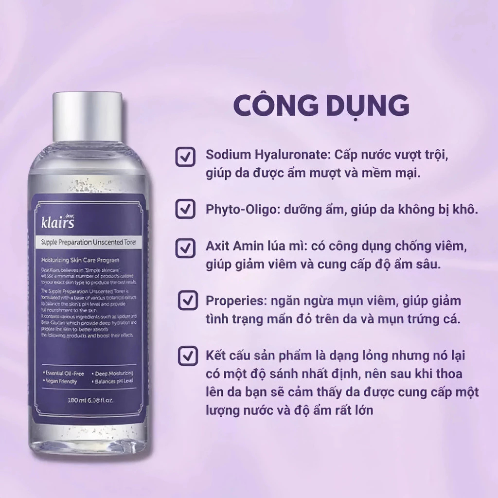 Nước Hoa Hồng Klairs Supple Preparation 180ml Cấp Ẩm, Làm Dịu Da Tức Thì - Ever Queen