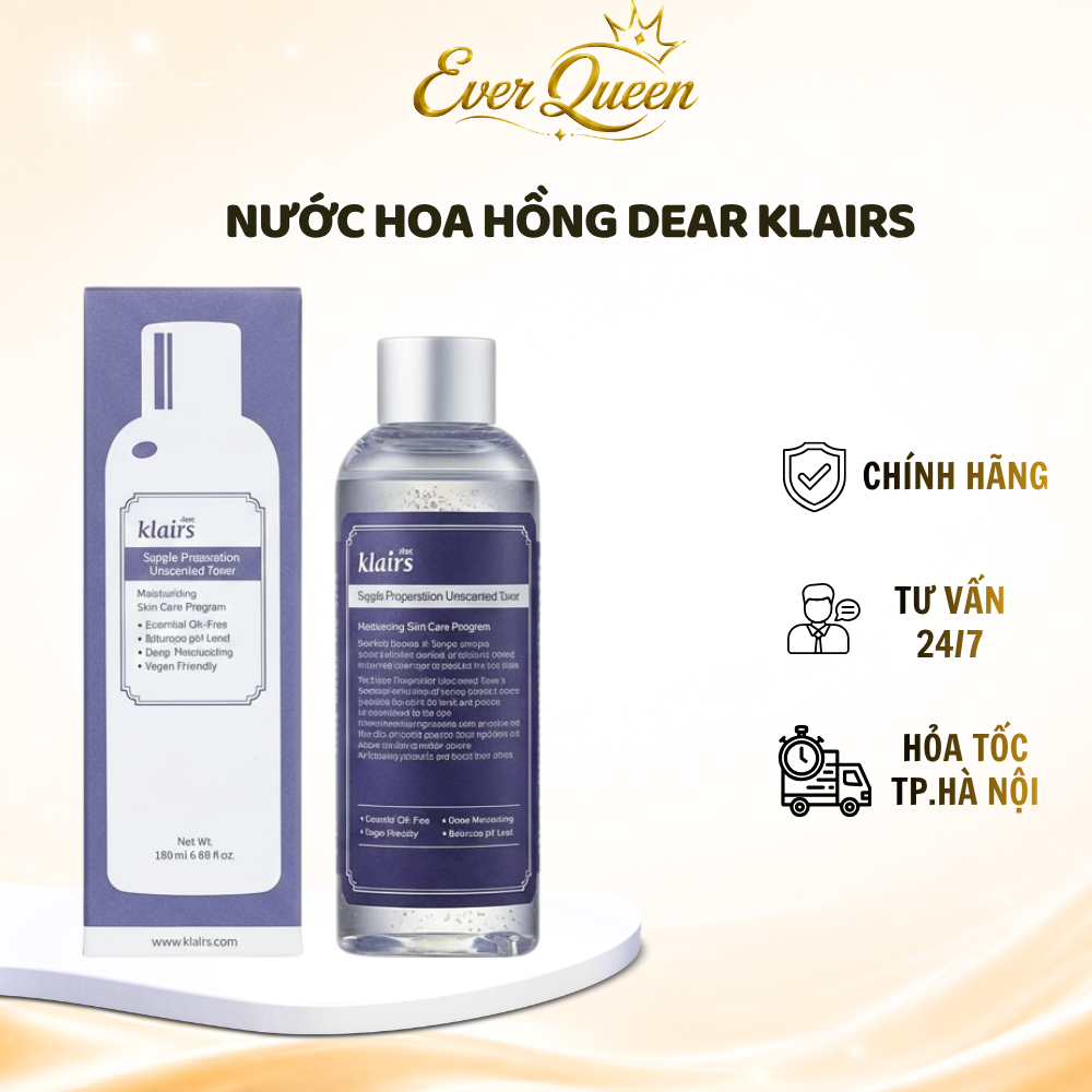 Nước Hoa Hồng Klairs Supple Preparation 180ml Cấp Ẩm, Làm Dịu Da Tức Thì - Ever Queen