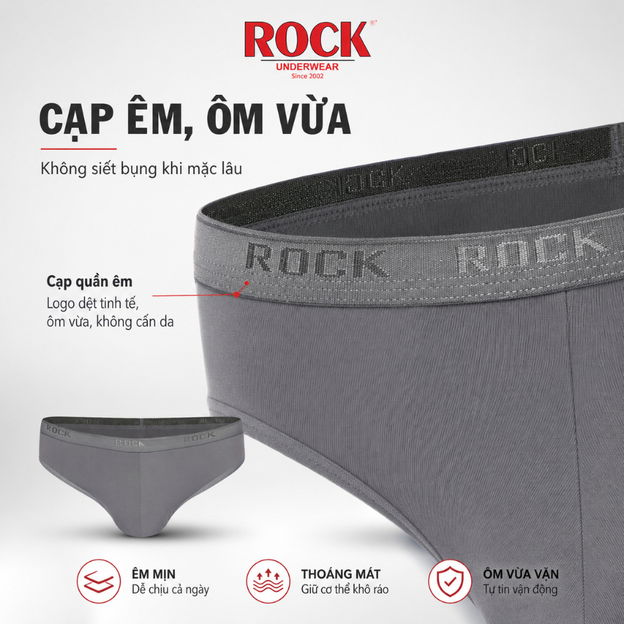 Quần Lót Nam ROCK QA 1110 Chất Thun Lạnh Thoáng Mát Cá Tính, Quần Sịp Nam Dáng Trẻ Trung Thoải Mái Cả Ngày